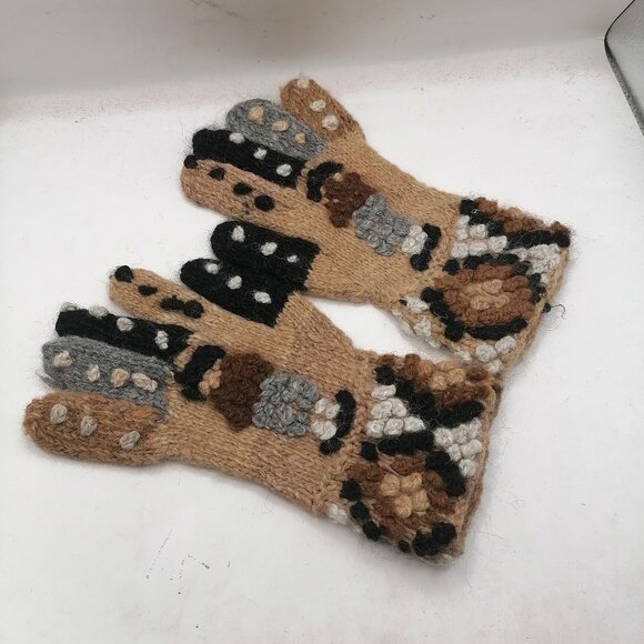 Unisex Alpaca Wool Knitted Gloves Warm Winter - Picture 8 of 9